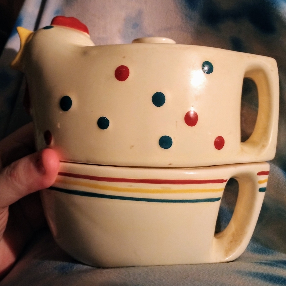 Vintage Stacking Chicken Teapot & Mug